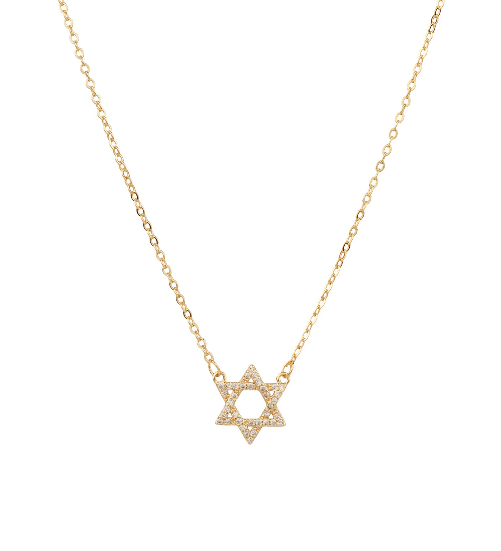 Baseline-Star of David Pavé Necklace-Necklaces-18k Gold Plated, Cubic Zirconia-Blue Ruby Jewellery-Vancouver Canada