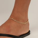 Baseline-Layered Snake Chain Anklet-Anklets-Blue Ruby Jewellery-Vancouver Canada