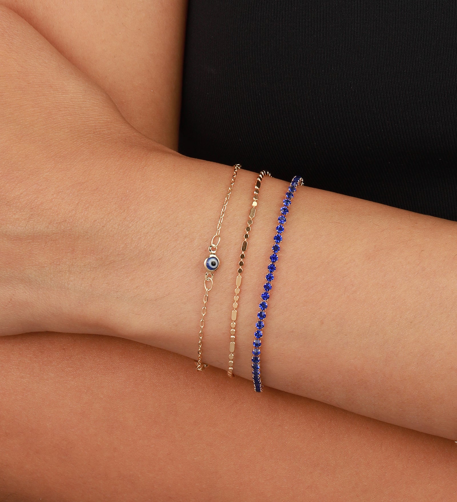 Baseline-Enamel Evil Eye Station Bracelet-Bracelets-Blue Ruby Jewellery-Vancouver Canada