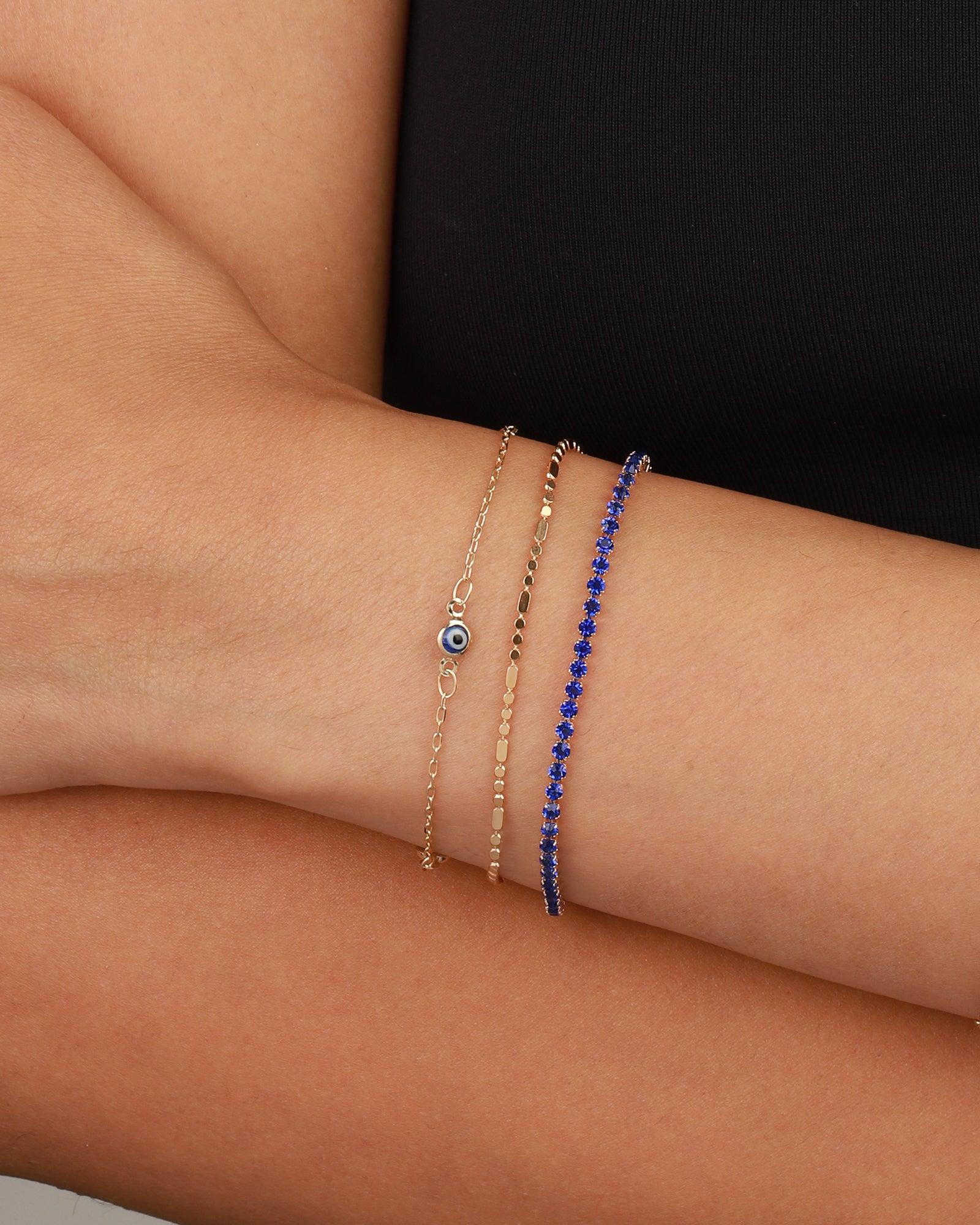 Baseline-Enamel Evil Eye Station Bracelet-Bracelets-Blue Ruby Jewellery-Vancouver Canada