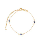 Baseline-Enamel Evil Eye Station Bracelet-Bracelets-18k Gold Plated, Enamel-Blue Ruby Jewellery-Vancouver Canada