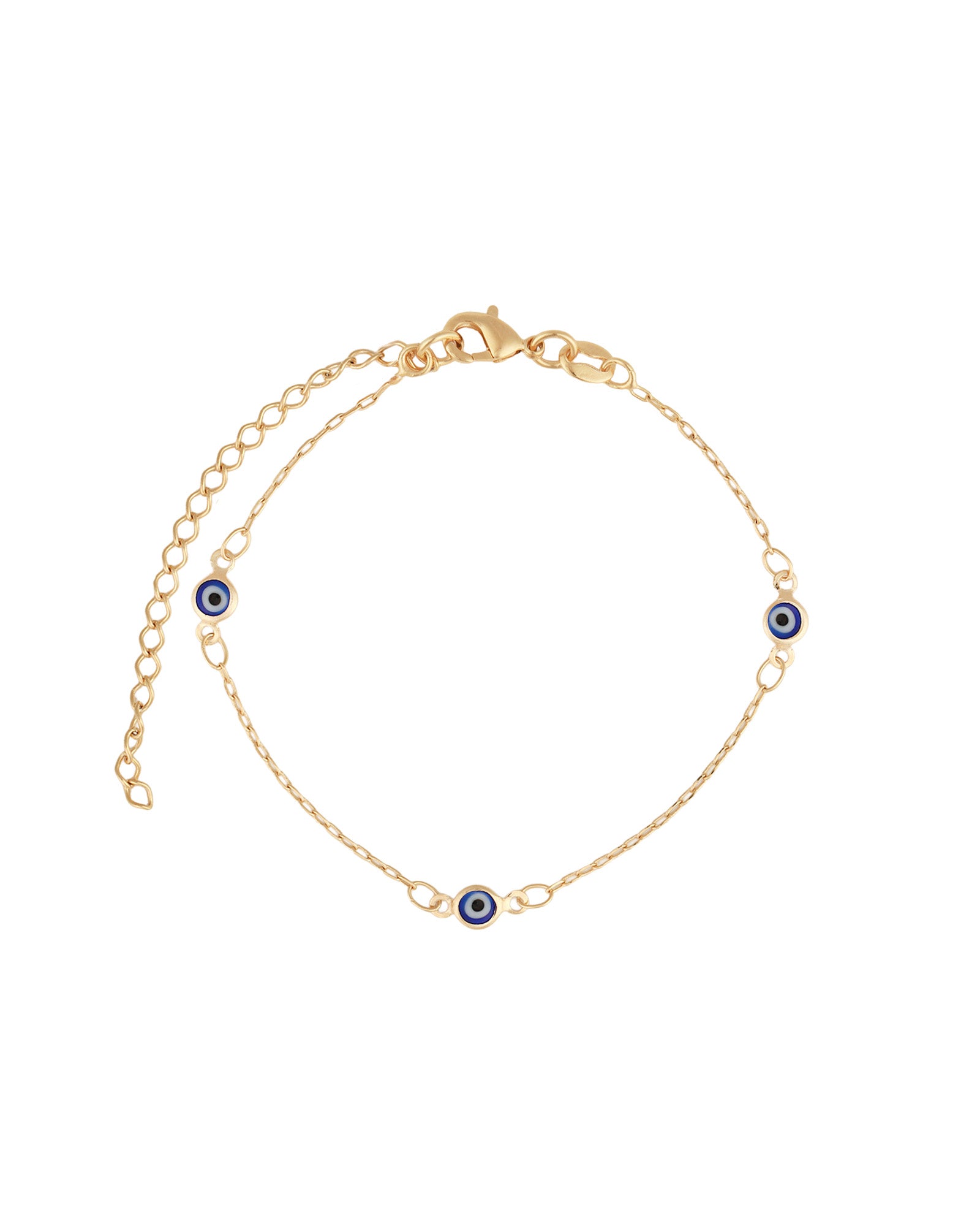 Baseline-Enamel Evil Eye Station Bracelet-Bracelets-18k Gold Plated, Enamel-Blue Ruby Jewellery-Vancouver Canada