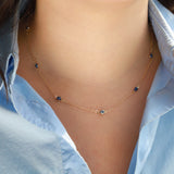 Baseline-Enamel Evil Eye Station Necklace-Necklaces-Blue Ruby Jewellery-Vancouver Canada