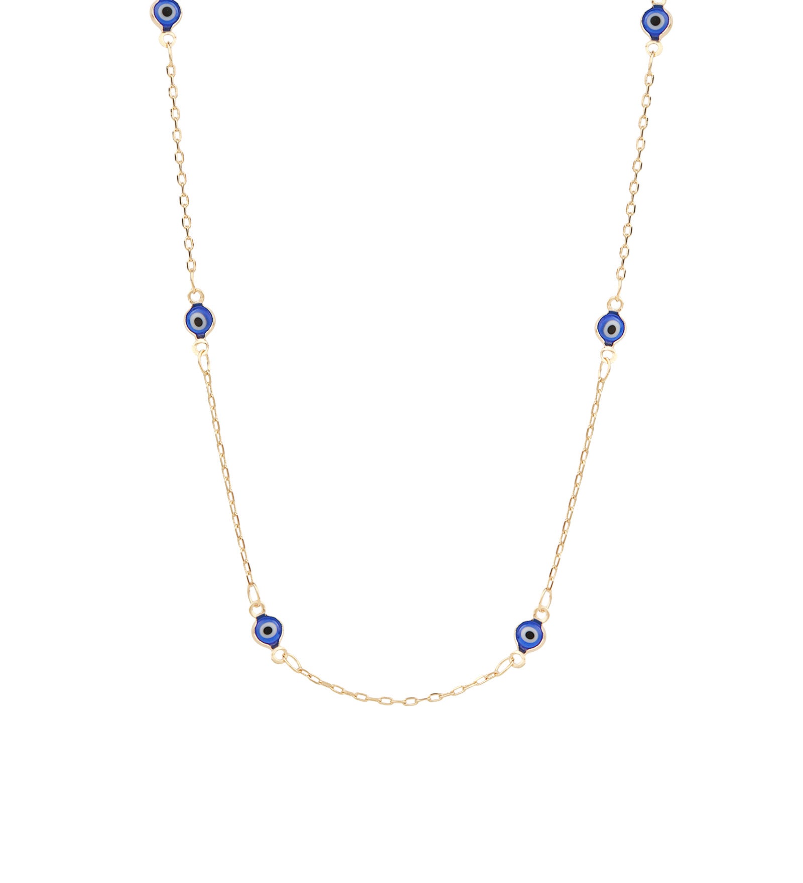 Baseline-Enamel Evil Eye Station Necklace-Necklaces-18k Gold Plated, Enamel-Blue Ruby Jewellery-Vancouver Canada