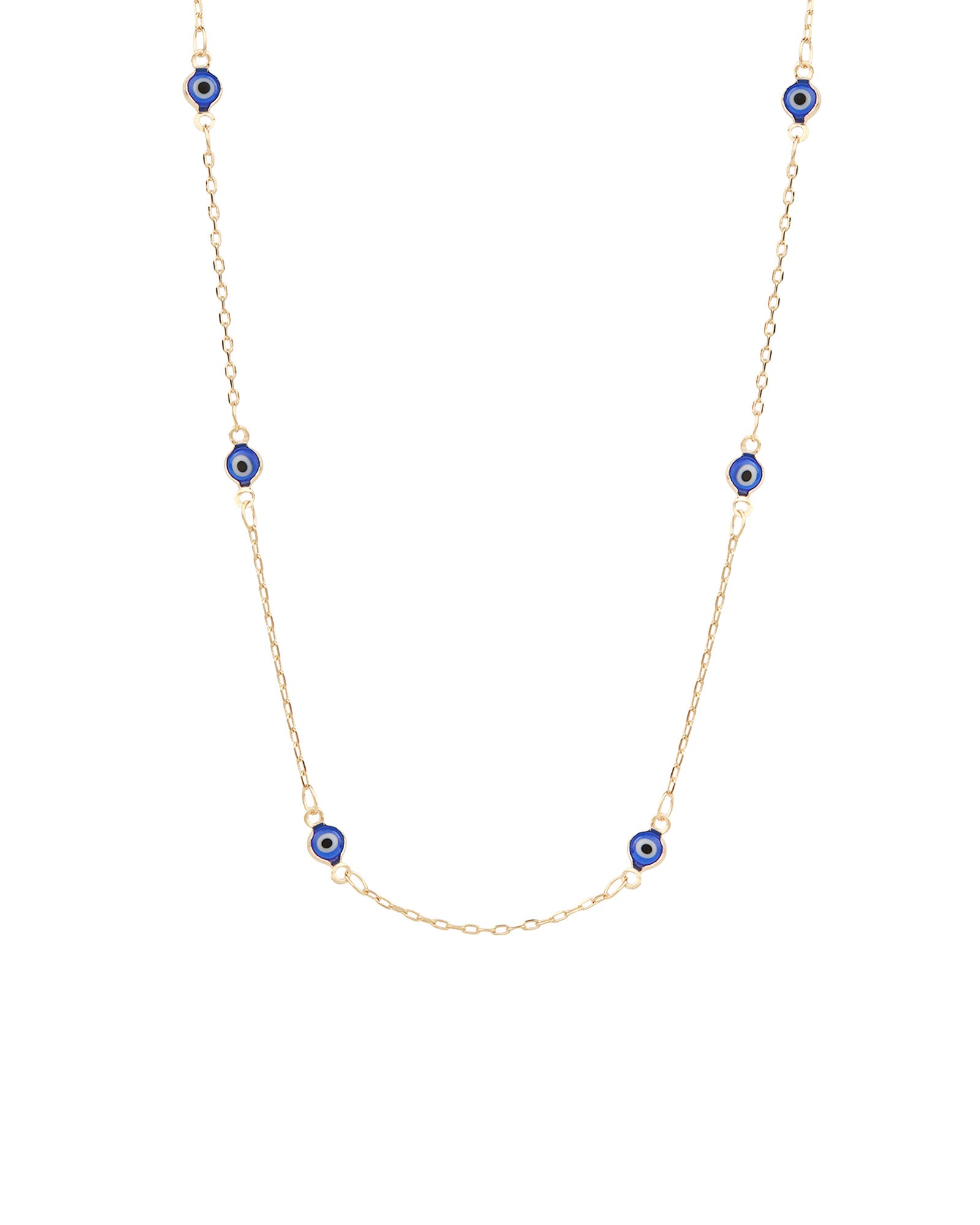 Baseline-Enamel Evil Eye Station Necklace-Necklaces-18k Gold Plated, Enamel-Blue Ruby Jewellery-Vancouver Canada