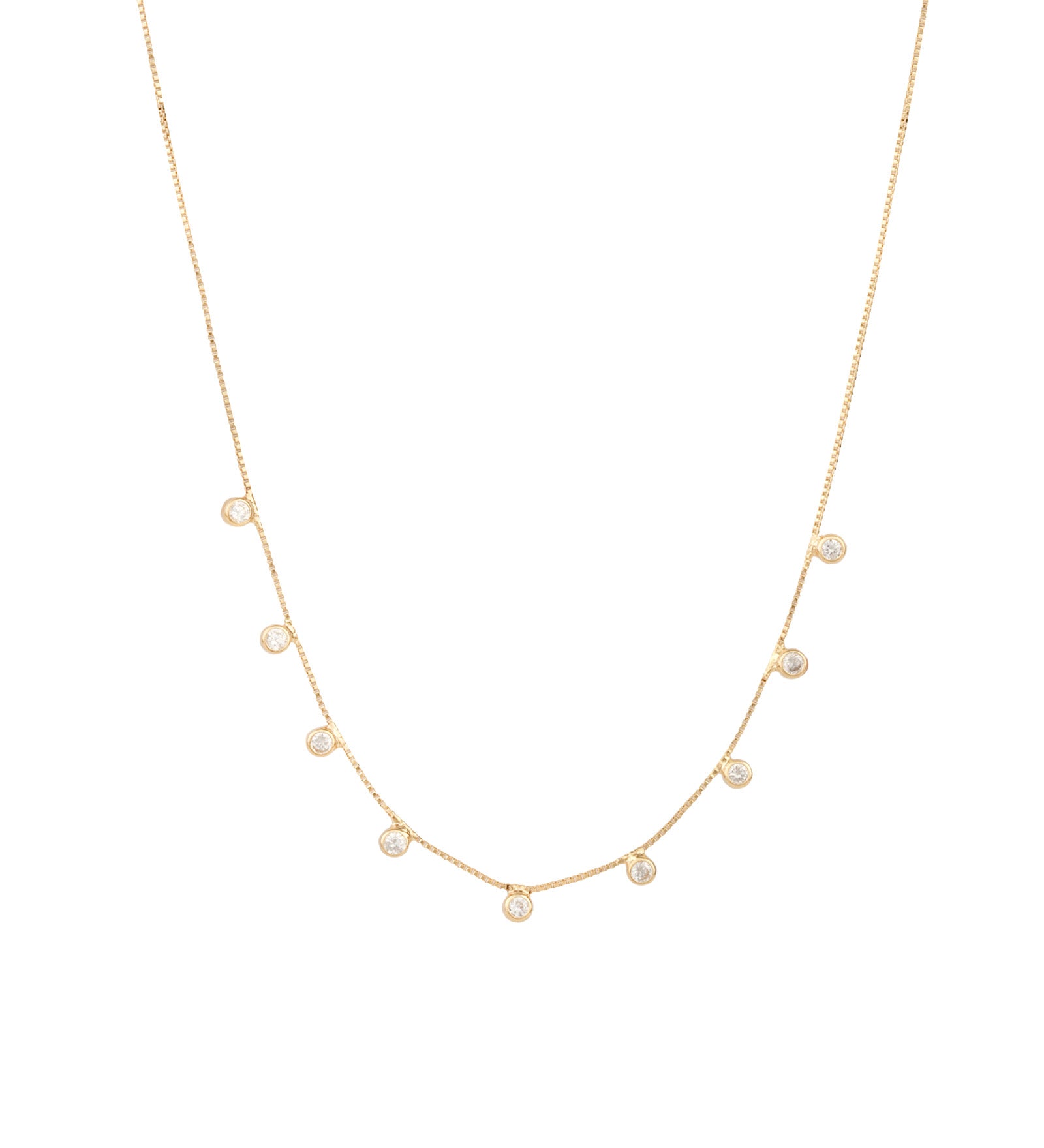 Baseline-CZ Bezel Box Chain Necklace-Necklaces-18k Gold Plated, Cubic Zirconia-Blue Ruby Jewellery-Vancouver Canada