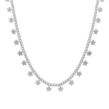 Baseline-Star Dangle Choker-Necklaces-Rhodium Plated-Blue Ruby Jewellery-Vancouver Canada
