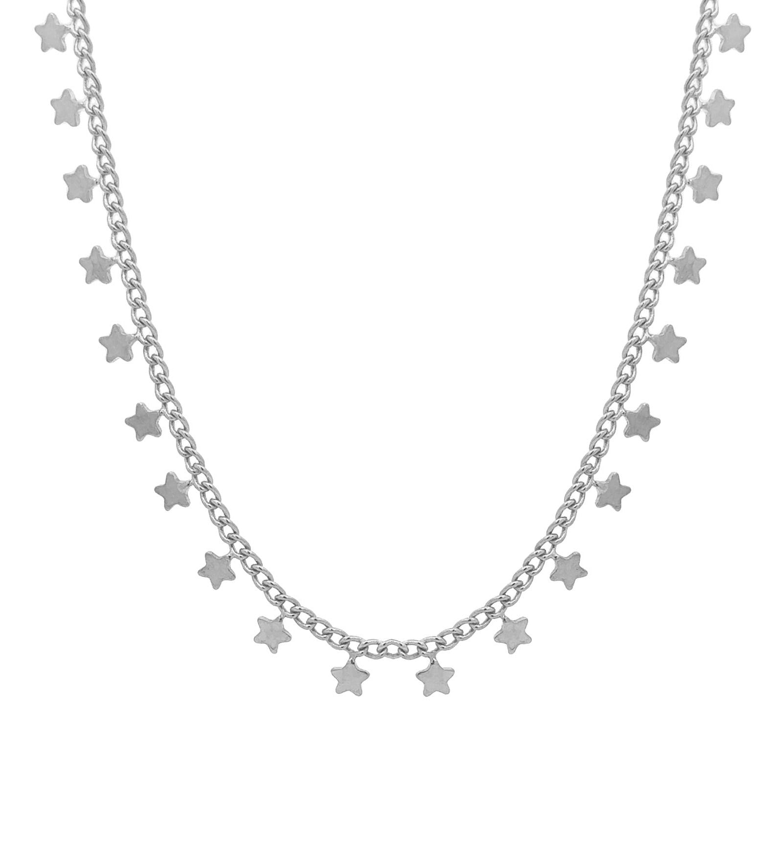 Baseline-Star Dangle Choker-Necklaces-Rhodium Plated-Blue Ruby Jewellery-Vancouver Canada