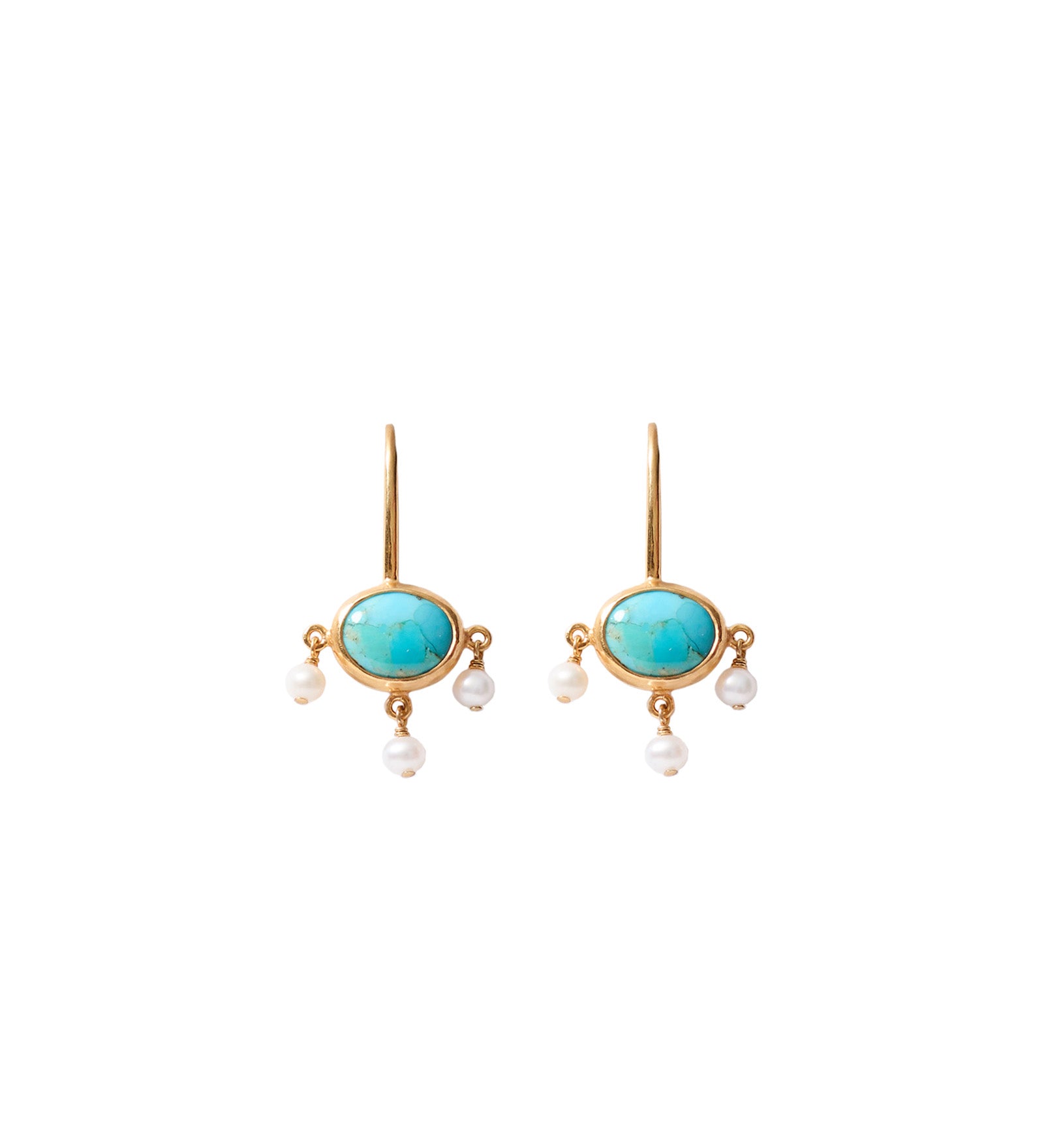 Chan Luu-Della Drop Earrings-Earrings-18k Gold Vermeil, Turquoise, White Pearl-Blue Ruby Jewellery-Vancouver Canada