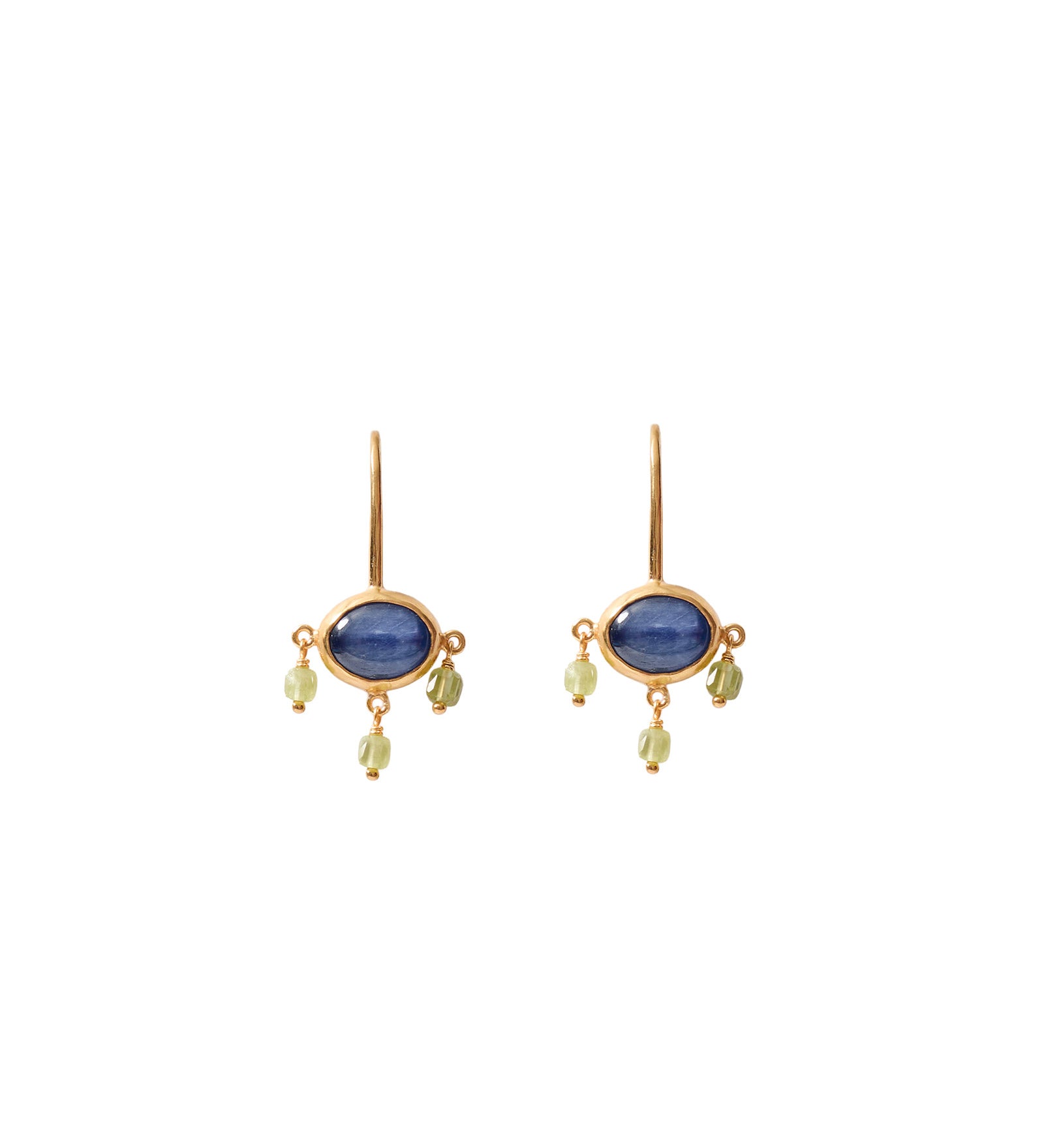Chan Luu-Della Drop Earrings-Earrings-18k Gold Vermeil, Kyanite, Peridot-Blue Ruby Jewellery-Vancouver Canada