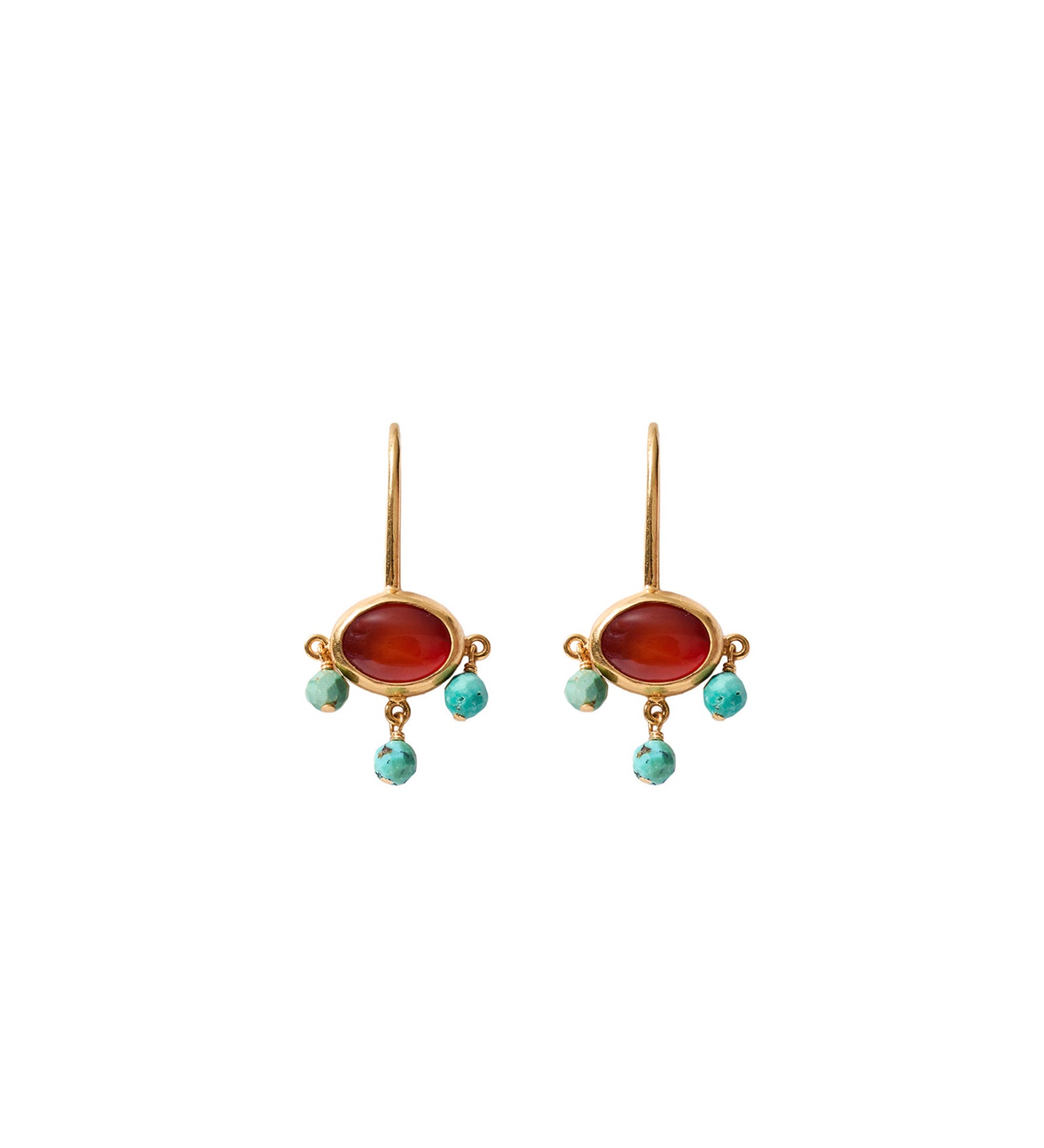 Chan Luu-Della Drop Earrings-Earrings-18k Gold Vermeil, Carnelian, Turquoise-Blue Ruby Jewellery-Vancouver Canada