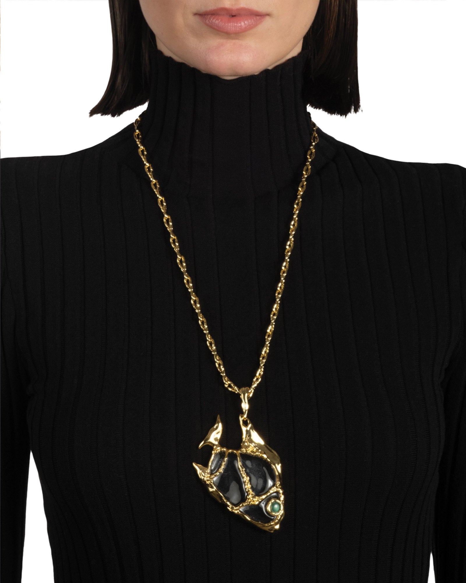 Alexis Bittar-Liquid Lucite Angelfish Pendant Necklace-Necklaces-Blue Ruby Jewellery-Vancouver Canada