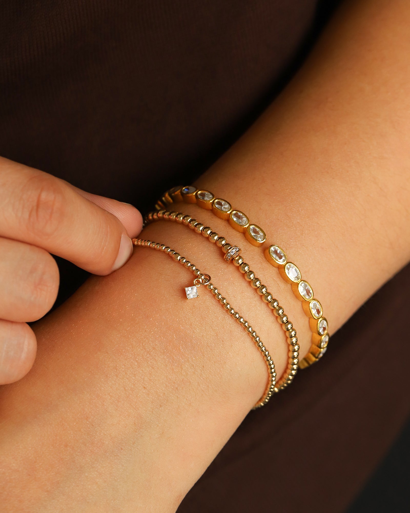 Oval Stone Hinged Bangles Gold Plated, Cubic Zirconia