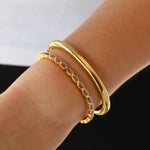 Oval Stone Hinged Bangles Gold Plated, Cubic Zirconia