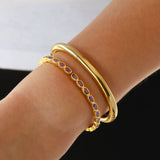 Oval Stone Hinged Bangles Gold Plated, Cubic Zirconia