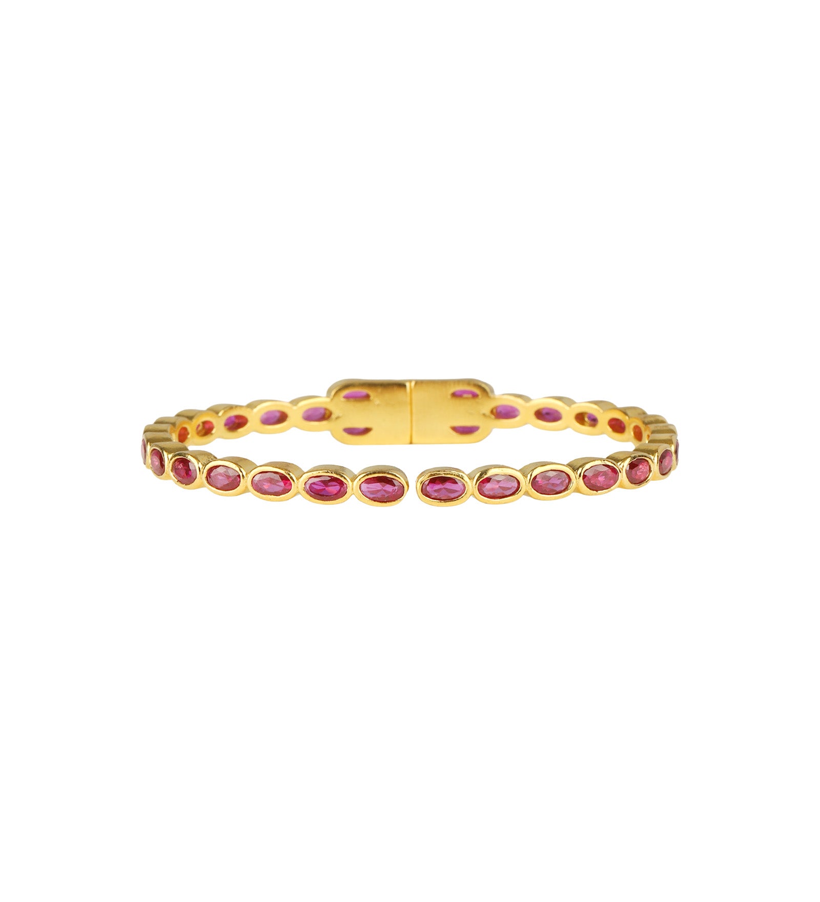 Oval Stone Hinged Bangles Gold Plated, Cubic Zirconia