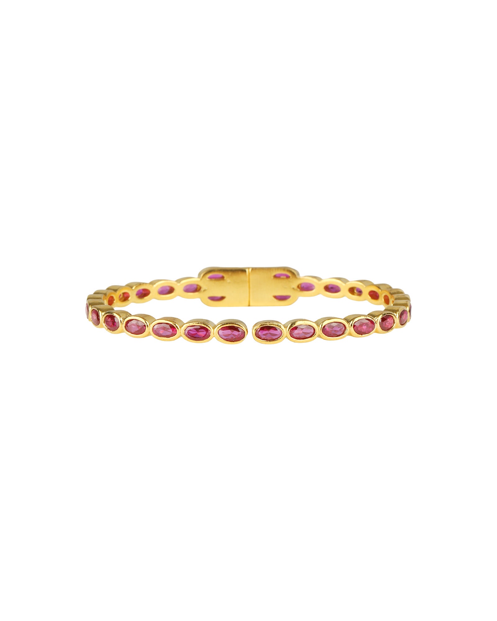 Oval Stone Hinged Bangles Gold Plated, Cubic Zirconia