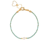 Miyuki Bracelet Gold Plated, Turquoise, White Pearl