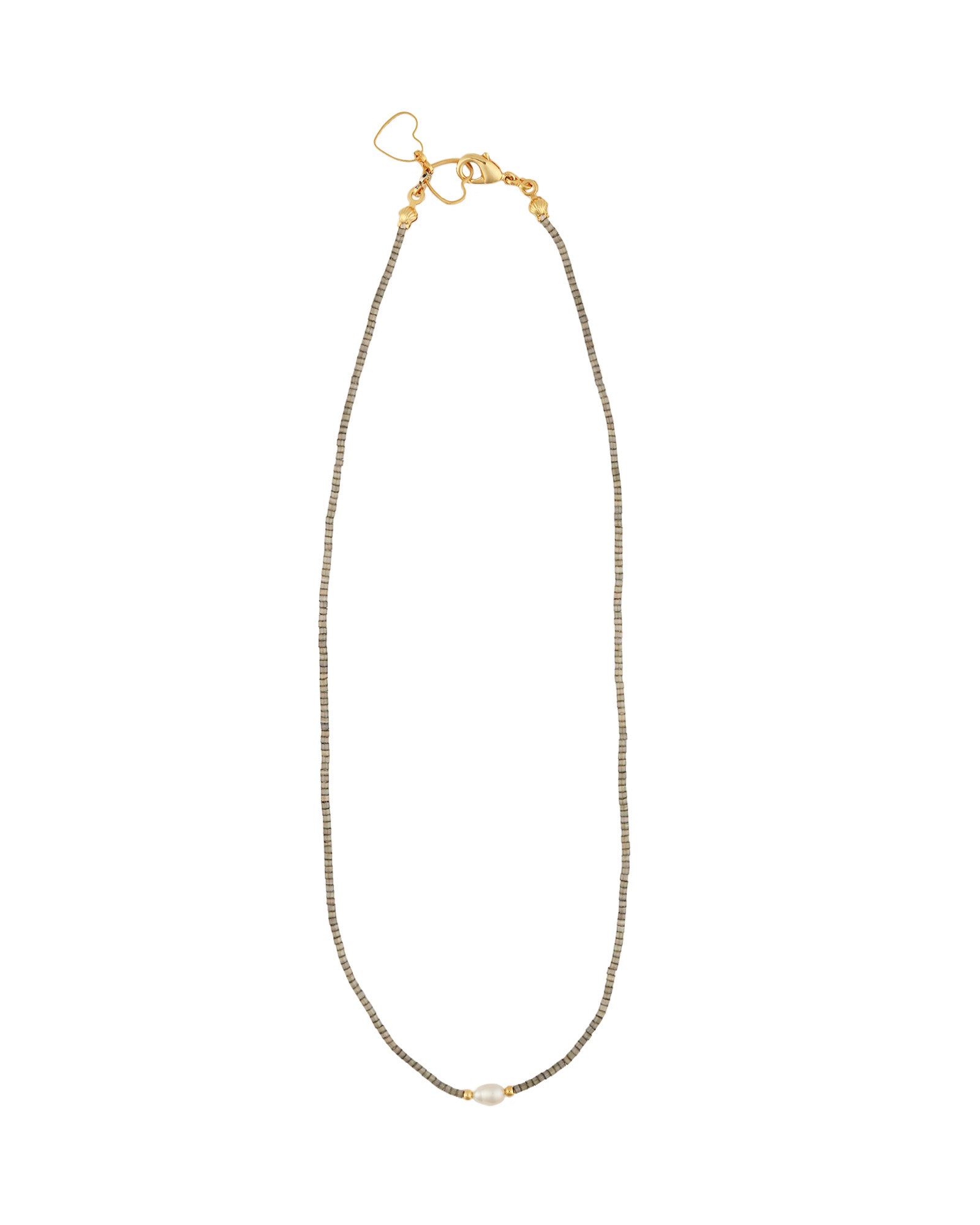 Miyuki Pearl Necklace Gold Plated, Miyuki Bead, White Pearl