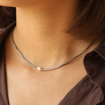 Miyuki Pearl Necklace Gold Plated, Miyuki Bead, White Pearl