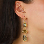 3 Drop Labradorite Earrings Gold Vermeil, Labradorite