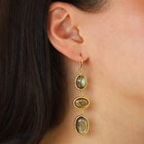 3 Drop Labradorite Earrings Gold Vermeil, Labradorite