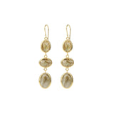 3 Drop Labradorite Earrings Gold Vermeil, Labradorite