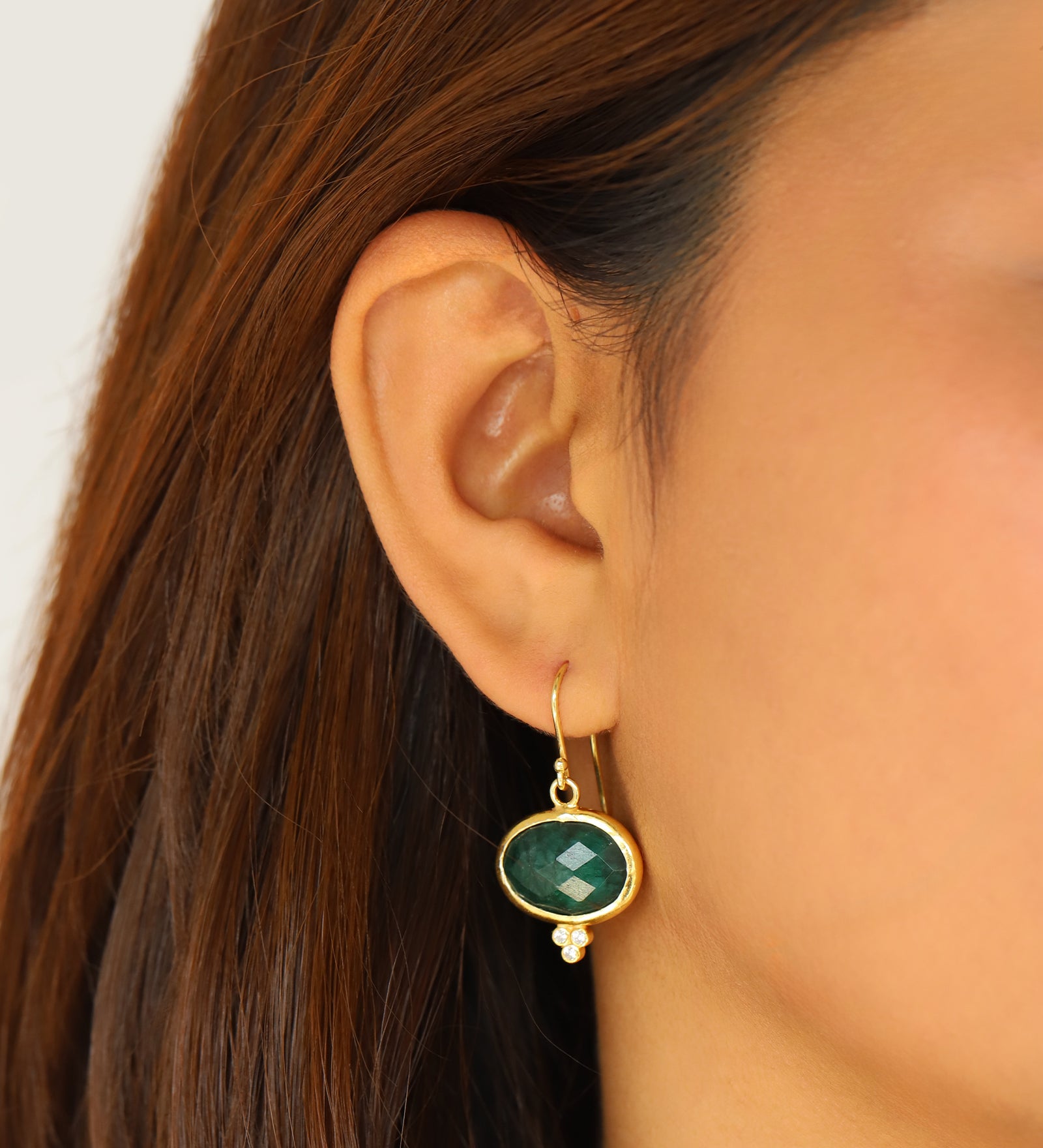 Siena Earrings Gold Vermeil, Emerald