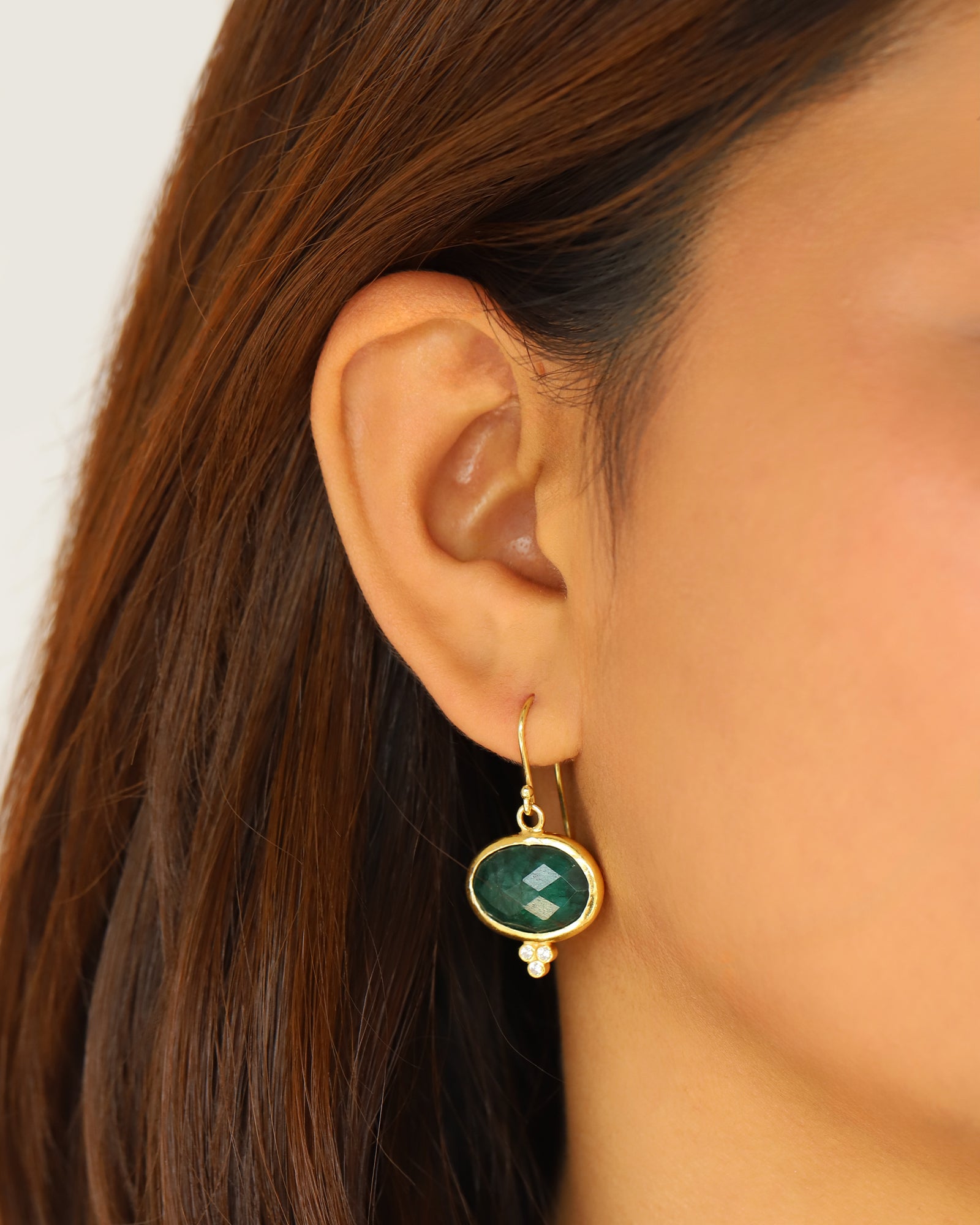 Siena Earrings Gold Vermeil, Emerald