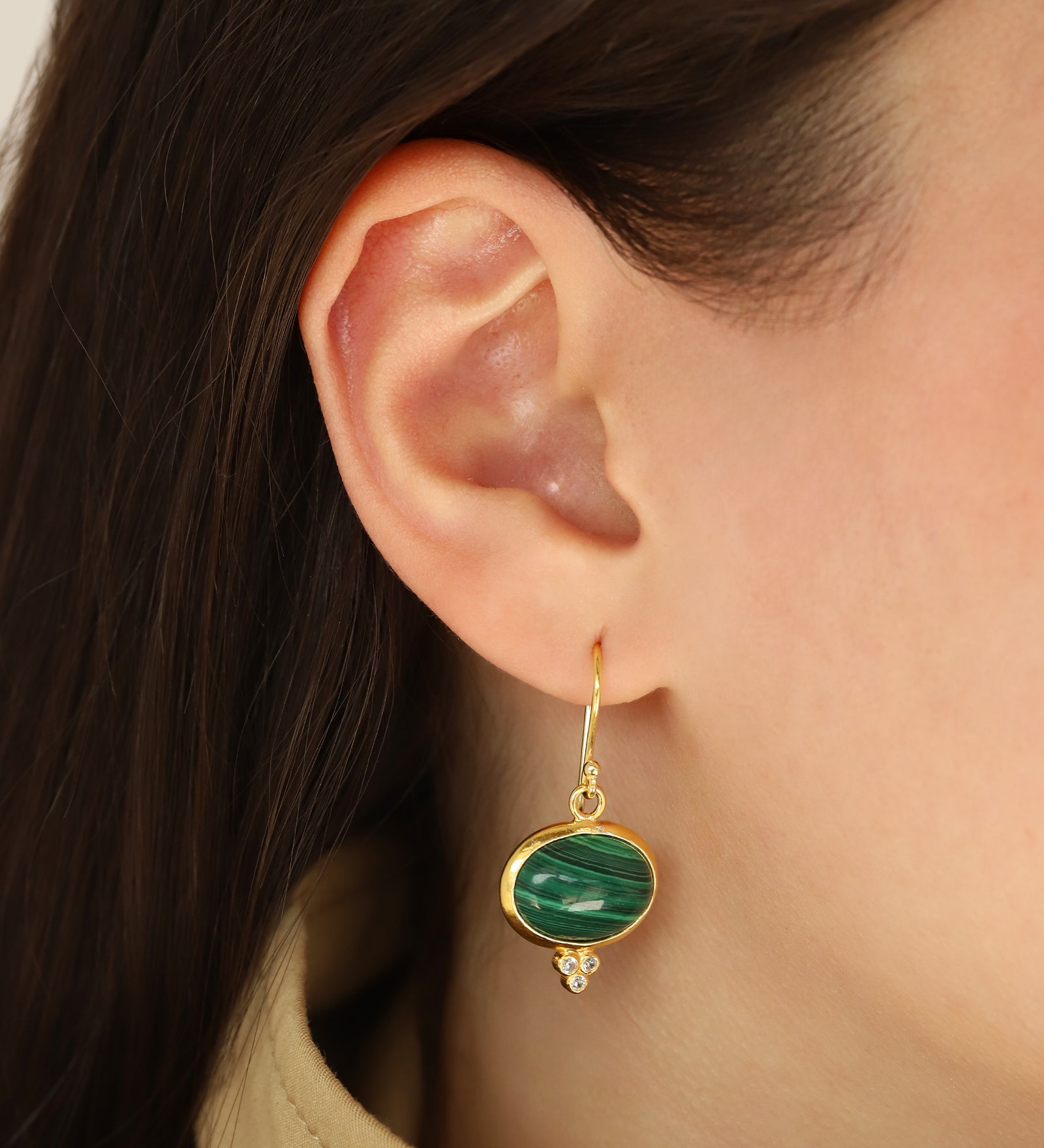 Siena Earrings Gold Vermeil, Malachite
