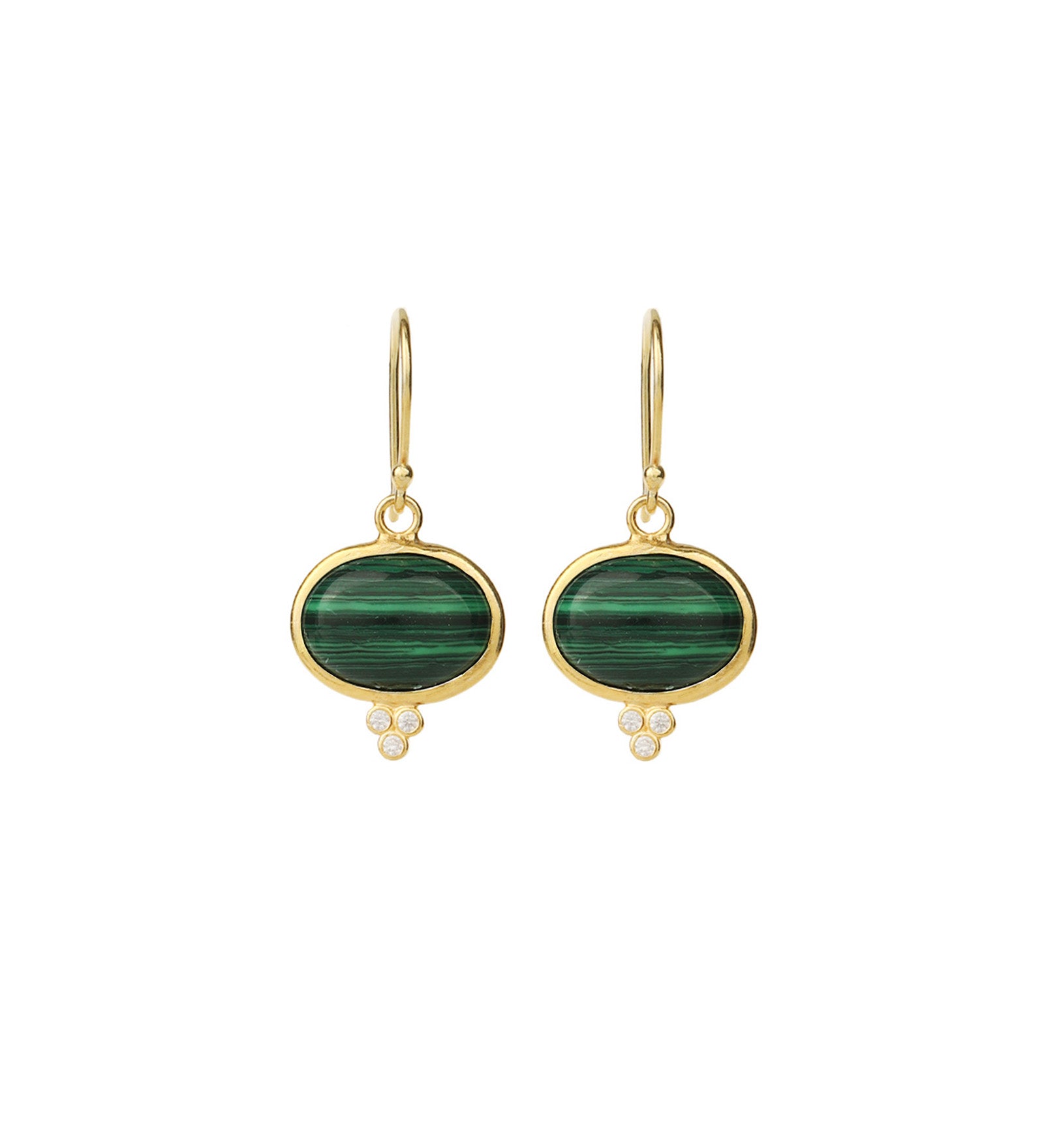 Siena Earrings Gold Vermeil, Malachite