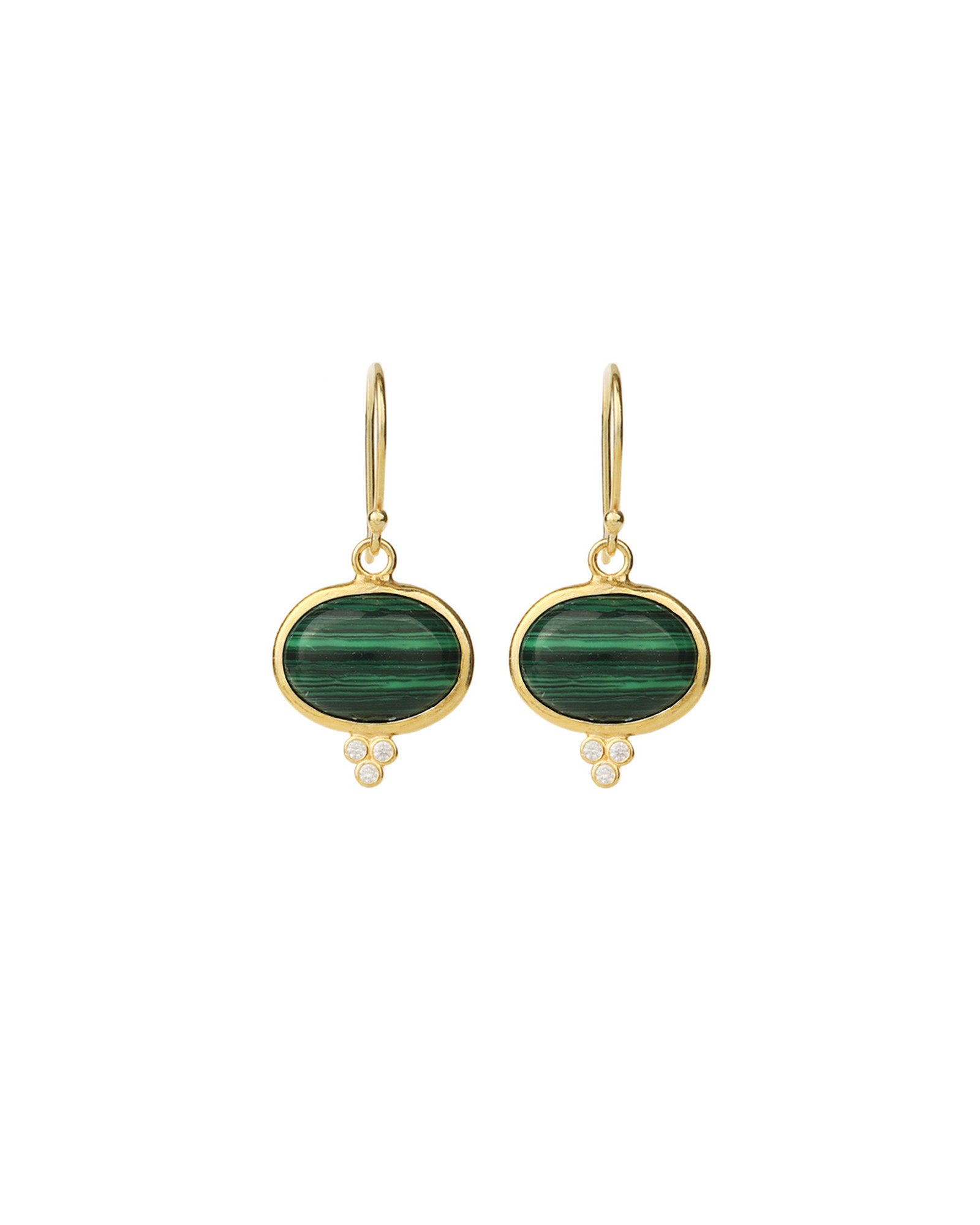 Siena Earrings Gold Vermeil, Malachite