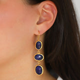 3 Drop Lapis Earrings Gold Vermeil, Lapis
