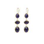 3 Drop Lapis Earrings Gold Vermeil, Lapis