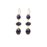 3 Drop Lapis Earrings Gold Vermeil, Lapis
