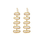 5 Drop Mother of Pearl Earrings Gold Plated, Mother of Pearl
