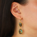 2 Drop Labradorite Earrings Gold Vermeil, Labradorite