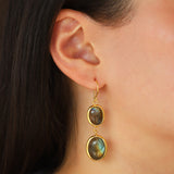 2 Drop Labradorite Earrings Gold Vermeil, Labradorite