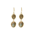 2 Drop Labradorite Earrings Gold Vermeil, Labradorite