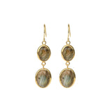 2 Drop Labradorite Earrings Gold Vermeil, Labradorite