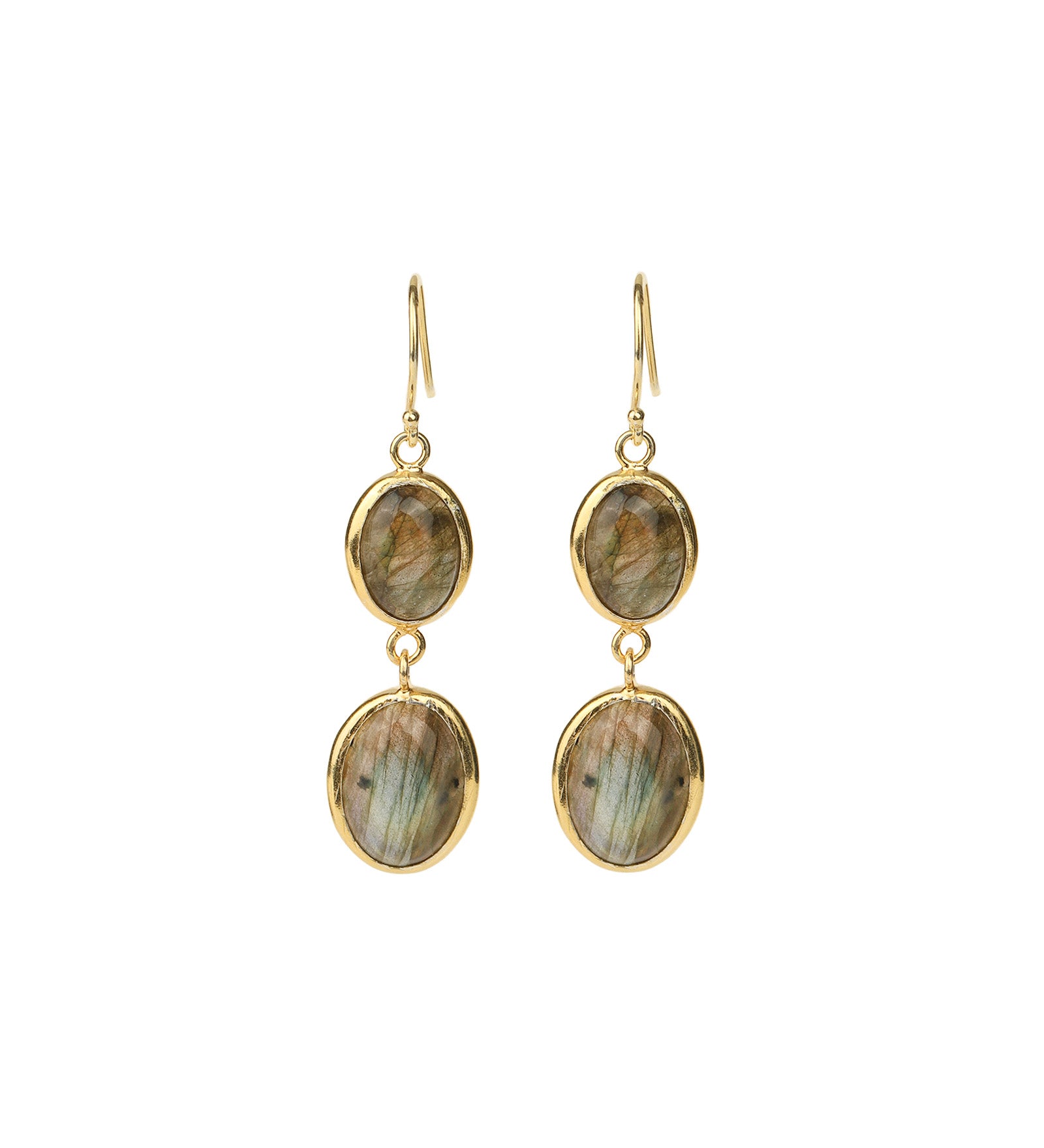 2 Drop Labradorite Earrings Gold Vermeil, Labradorite