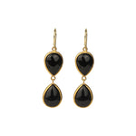 2 Drop Black Onyx Earrings Gold Vermeil, Black Onyx