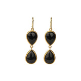 2 Drop Black Onyx Earrings Gold Vermeil, Black Onyx