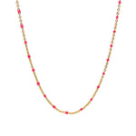 Enamel Chain Necklace 14k Gold Filled, Hot Pink Enamel