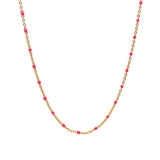 Enamel Chain Necklace 14k Gold Filled, Hot Pink Enamel