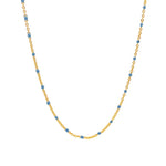 Enamel Chain Necklace Gold Plated, Blue Enamel