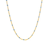 Enamel Chain Necklace Gold Plated, Blue Enamel