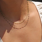 Charm Society-Enamel Chain Necklace-Necklaces-14k Gold Filled, Green Enamel-Blue Ruby Jewellery-Vancouver Canada