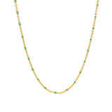 Enamel Chain Necklace 14k Gold Filled, Green Enamel
