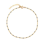 Enamel Chain Anklet 14k Gold Filled, Black Enamel